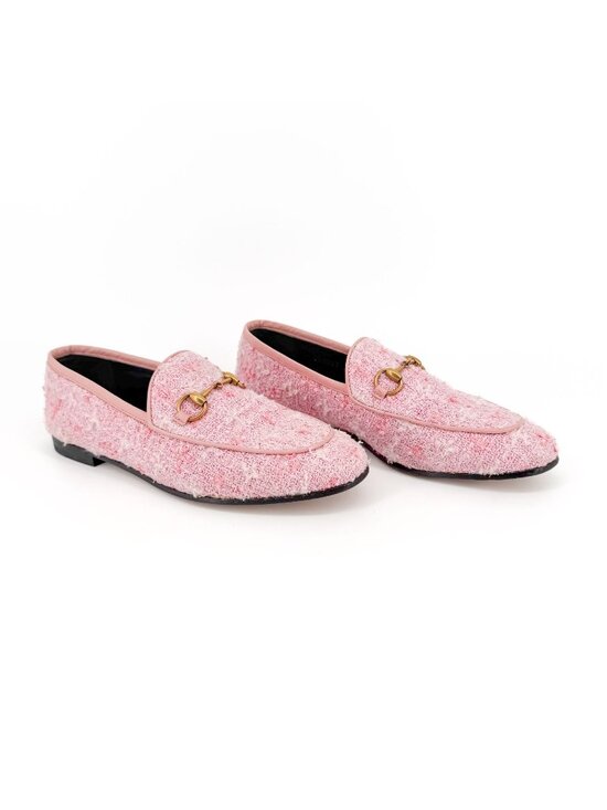 Gucci Shoes - Gucci Jordaan Light Pink Tweed Horsebit Loafers Size 37 US 7 Women's Flats